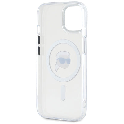 Karl Lagerfeld IML Metal Karl Head MagSafe Case for iPhone 15 White