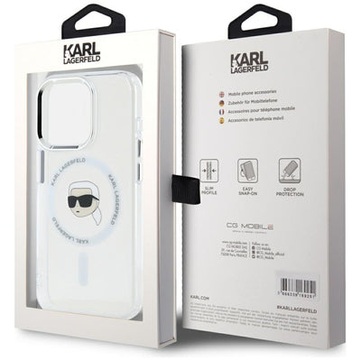 Karl Lagerfeld IML Metal Karl Head MagSafe Case for iPhone 15 Pro White