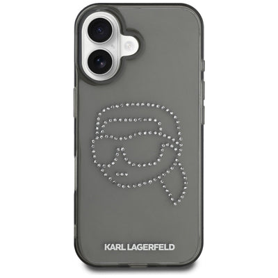 Karl Lagerfeld IML Rhinestones Karl Head Case for iPhone 16 Black