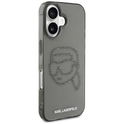 Karl Lagerfeld IML Rhinestones Karl Head Case for iPhone 16 Black