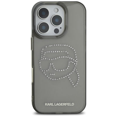 Karl Lagerfeld IML Rhinestones Karl Head Case for iPhone 16 Pro Black