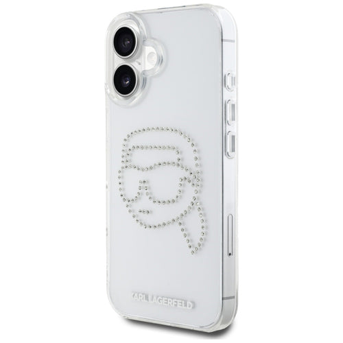 Karl Lagerfeld IML Rhinestones Karl Head Case for iPhone 16 Clear