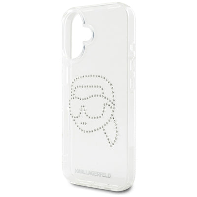 Karl Lagerfeld IML Rhinestones Karl Head Case for iPhone 16 Clear