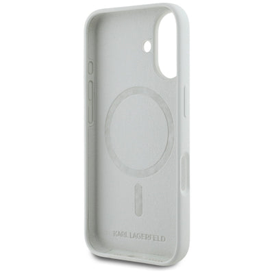 Karl Lagerfeld Silicone Double Heads And Circle MagSafe case for iPhone 16 beige