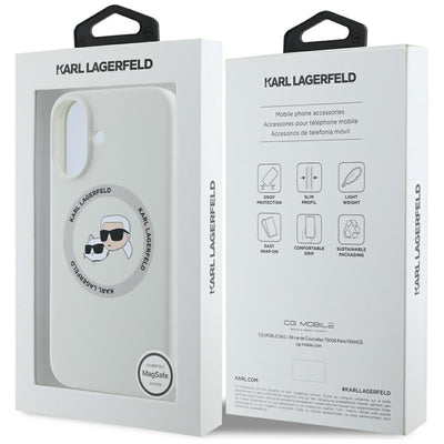 Karl Lagerfeld Silicone Double Heads And Circle MagSafe case for iPhone 16 beige