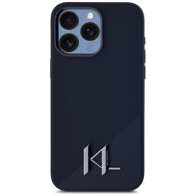 Karl Lagerfeld Silicone Shadow Metal Initial MagSafe Case for iPhone 15 Pro Max Black