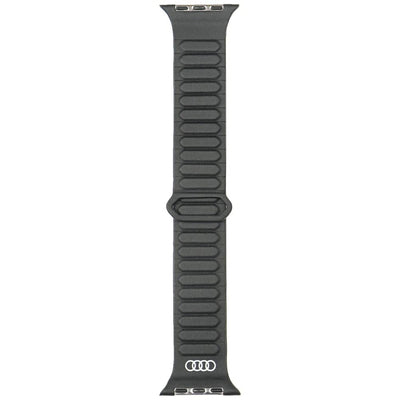 Audi Logo Synthetic Leather Magnetic Ring Strap for Apple Watch 44/45/46/49 mm - Black