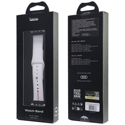 Audi Sport Red Logo Silicone Watch Strap for Apple Watch 40 / 41 / 42 mm - white