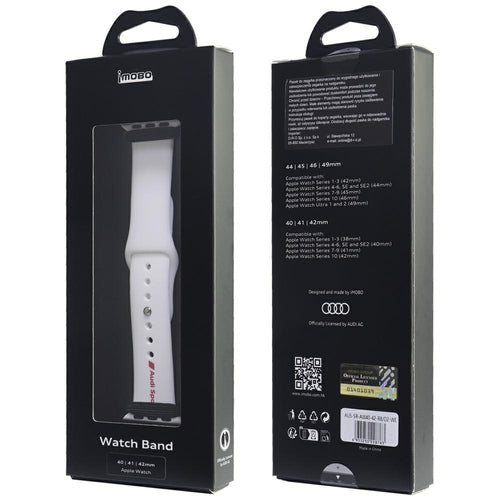 Audi Sport Red Logo Silicone Watch Strap for Apple Watch 40 / 41 / 42 mm - white
