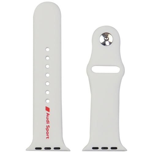 Audi Sport Red Logo Silicone Watch Strap for Apple Watch 44 / 45 / 46 / 49 mm - white