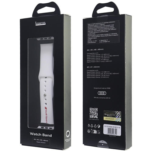 Audi Sport Red Logo Silicone Watch Strap for Apple Watch 44 / 45 / 46 / 49 mm - white