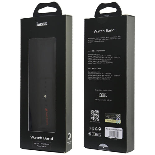 Audi Sport Red Logo Silicone Watch Strap for Apple Watch 44 / 45 / 46 / 49 mm - black