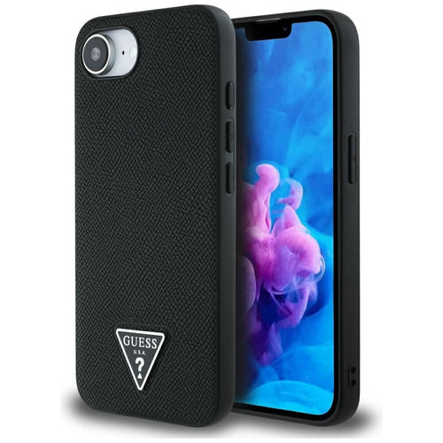 Guess Grained Triangle MagSafe case for iPhone 16e - black