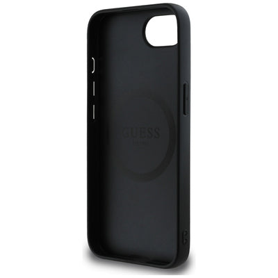 Guess Grained Triangle MagSafe case for iPhone 16e - black