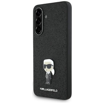 Karl Lagerfeld Fixed Glitter Ikonik Logo Metal Pin Case for Samsung Galaxy A36 - Black
