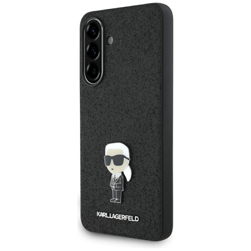 Karl Lagerfeld Fixed Glitter Ikonik Logo Metal Pin Case for Samsung Galaxy A36 - Black