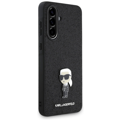 Karl Lagerfeld Fixed Glitter Ikonik Logo Metal Pin Case for Samsung Galaxy A36 - Black