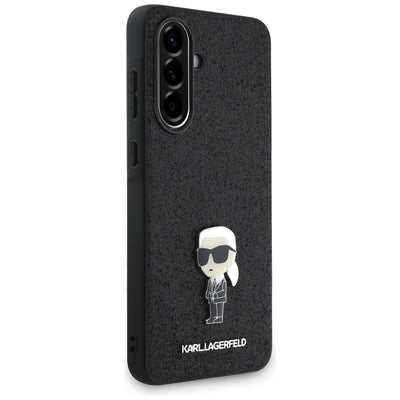 Karl Lagerfeld Fixed Glitter Ikonik Logo Metal Pin Case for Samsung Galaxy A56 - Black