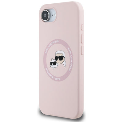 Karl Lagerfeld Silicone Karl&Choupette Heads MagSafe iPhone 16e Case - Pink