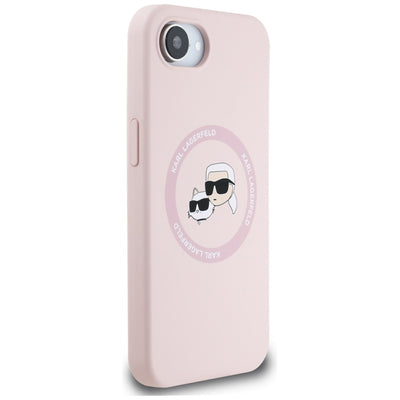 Karl Lagerfeld Silicone Karl&Choupette Heads MagSafe iPhone 16e Case - Pink