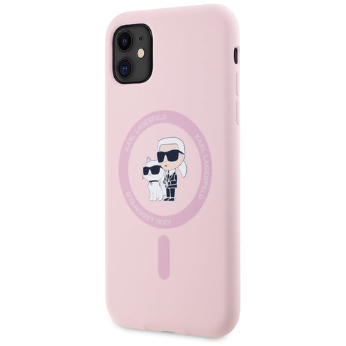 Karl Lagerfeld Silicone Karl&Choupette MagSafe iPhone 11 Case - Pink