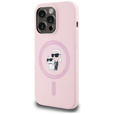 Karl Lagerfeld Silicone Karl&Choupette MagSafe Case for iPhone 14 Pro Max - Pink