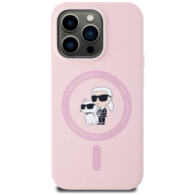 Karl Lagerfeld Silicone Karl&Choupette MagSafe Case for iPhone 14 Pro Max - Pink