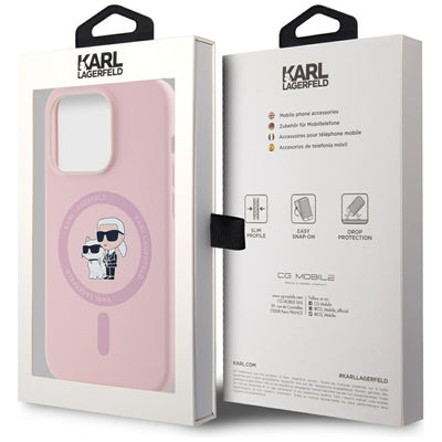 Karl Lagerfeld Silicone Karl&Choupette MagSafe Case for iPhone 14 Pro Max - Pink