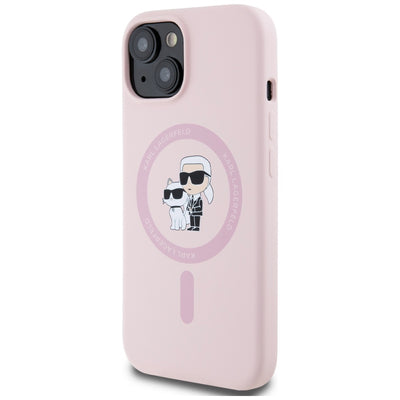 Karl Lagerfeld Silicone Karl&Choupette MagSafe iPhone 15 Case - Pink