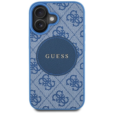 Guess 4G Circle Classic Logo MagSafe case for iPhone 16 - blue