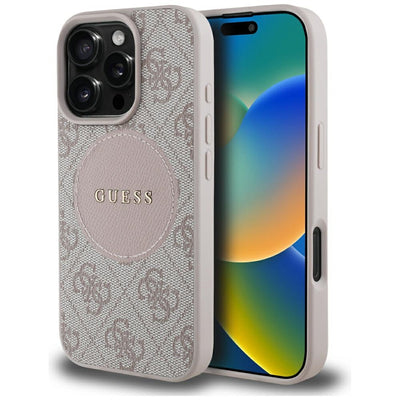 Guess 4G Circle Classic Logo MagSafe iPhone 16 Pro Case - Pink