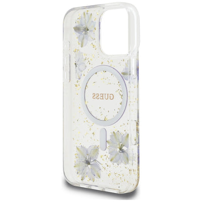 Guess Resin Flowers MagSafe case for iPhone 16 Pro - purple