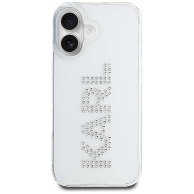 Karl Lagerfeld IML Rhinestones Logo iPhone 16 Case - Transparent
