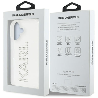 Karl Lagerfeld IML Rhinestones Logo iPhone 16 Case - Transparent