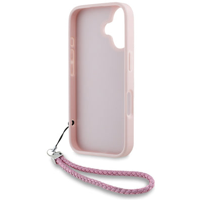 Karl Lagerfeld Quilted Initial Logo & Chain Strap iPhone 16 Case - Pink