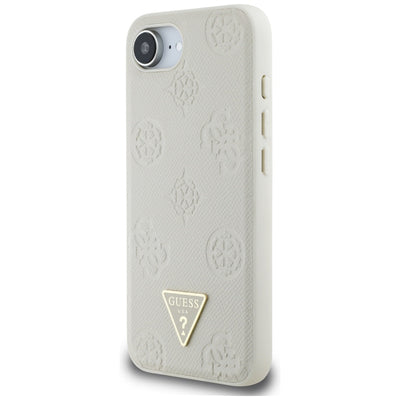 Guess Grained Hot Stamp Peony Triangle Logo MagSafe case for iPhone 16e - beige