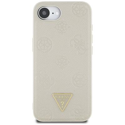 Guess Grained Hot Stamp Peony Triangle Logo MagSafe case for iPhone 16e - beige