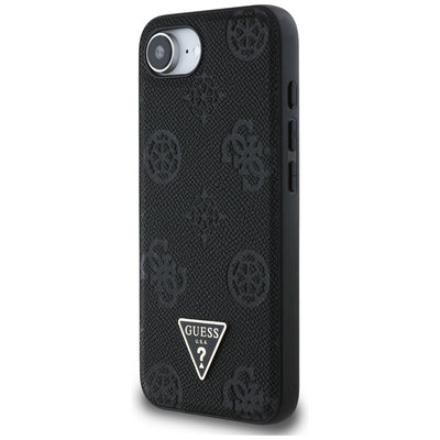 Guess Grained Hot Stamp Peony Triangle Logo MagSafe Case for iPhone 16e - Black