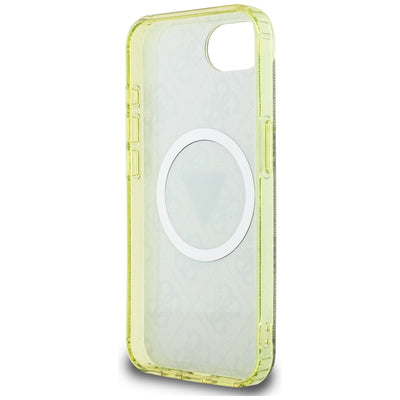 Guess IML Metal Glitter 4G Circle Triangle MagSafe case for iPhone 16e - brown