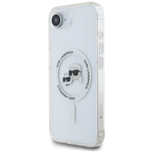 Karl Lagerfeld IML Metal Karl & Choupette Heads MagSafe iPhone 16e Case - White
