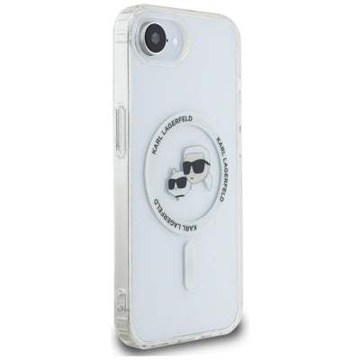 Karl Lagerfeld IML Metal Karl & Choupette Heads MagSafe iPhone 16e Case - White