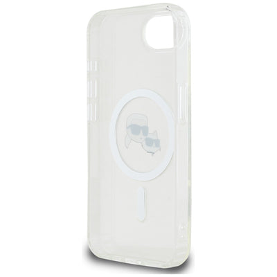 Karl Lagerfeld IML Metal Karl & Choupette Heads MagSafe iPhone 16e Case - White