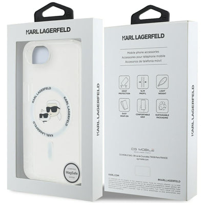 Karl Lagerfeld IML Metal Karl & Choupette Heads MagSafe iPhone 16e Case - White
