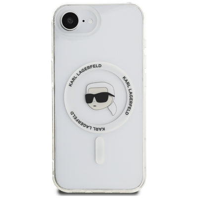 Karl Lagerfeld IML Metal Karl Head MagSafe Case for iPhone 16e White