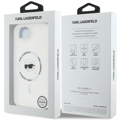 Karl Lagerfeld IML Metal Karl Head MagSafe Case for iPhone 16e White