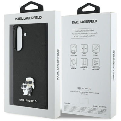 Karl Lagerfeld Saffiano Case w/ K&C Metal Logo for Samsung Galaxy A36 - Black
