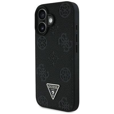 Guess Grained Hot Stamp Peony Triangle Logo MagSafe Case for iPhone 16 - Black