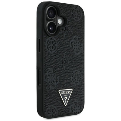 Guess Grained Hot Stamp Peony Triangle Logo MagSafe Case for iPhone 16 - Black