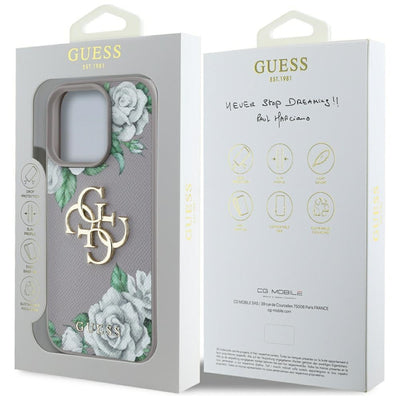 Guess Grained Roses Big 4G Logo iPhone 16 Pro Case - Purple