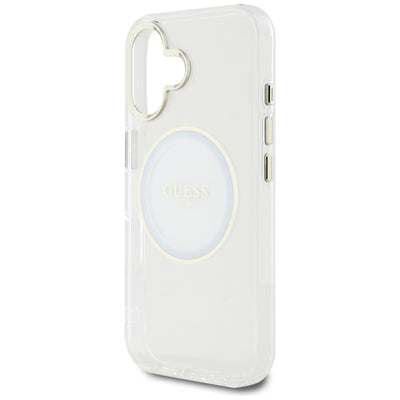 Guess IML Metal Colored Circle Classic Logo MagSafe case for iPhone 16 - white